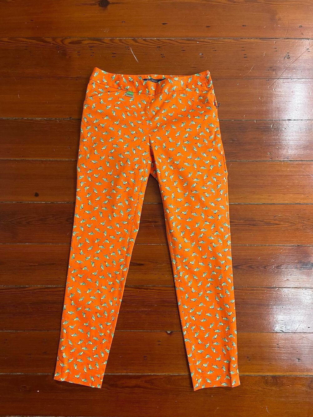 NWT Polo Golf Ralph Lauren 0 Orange Toucan Print Slim Pants